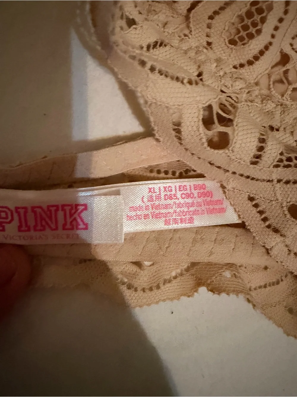 PINK Victoria's Secret Lace Halter Bralette - Nude Blush X-LARGE